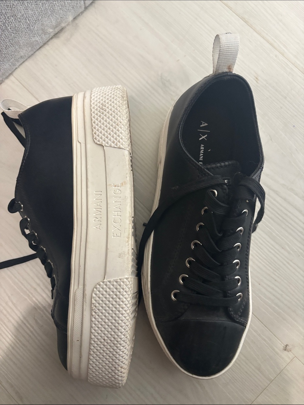 Armani Exchange Black and White Low-Top Lace-Up Sneakers